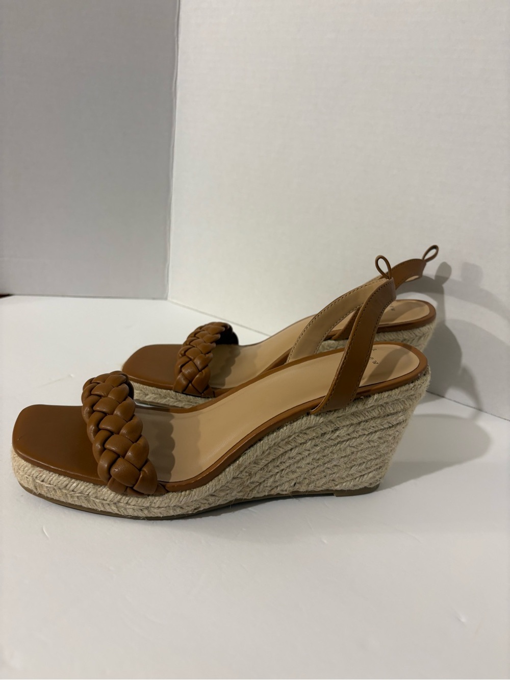 A New Day Women's Brown Braided Faux Leather Espadrille Wedge Sandals 9.5 - Picture 4 of 9